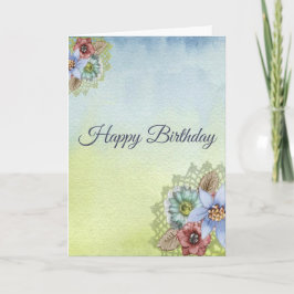 Tarjeta Feliz cumpleaños, Bonito Pastel Flowers