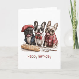Tarjeta Feliz Cumpleaños Bonjour Bulldogs Franceses