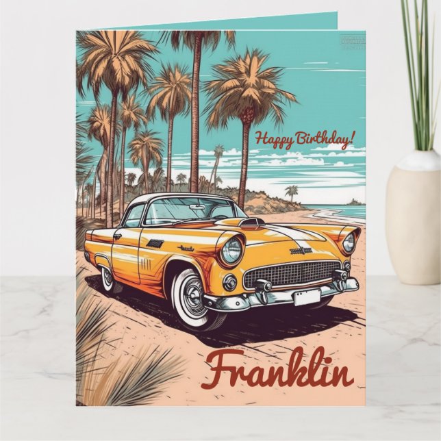 Tarjeta Feliz cumpleaños Boomer Classic Car Birday (Anverso)