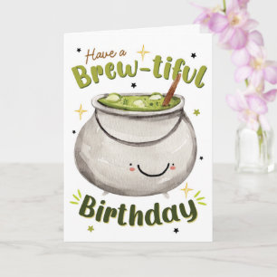 Tarjeta Feliz Cumpleaños Brew-tiful Tarro de Bruja Diverti