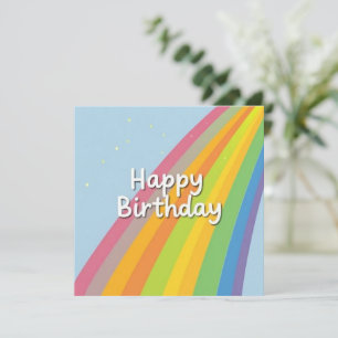 Tarjeta Feliz cumpleaños, brillante y colorido arcoiris