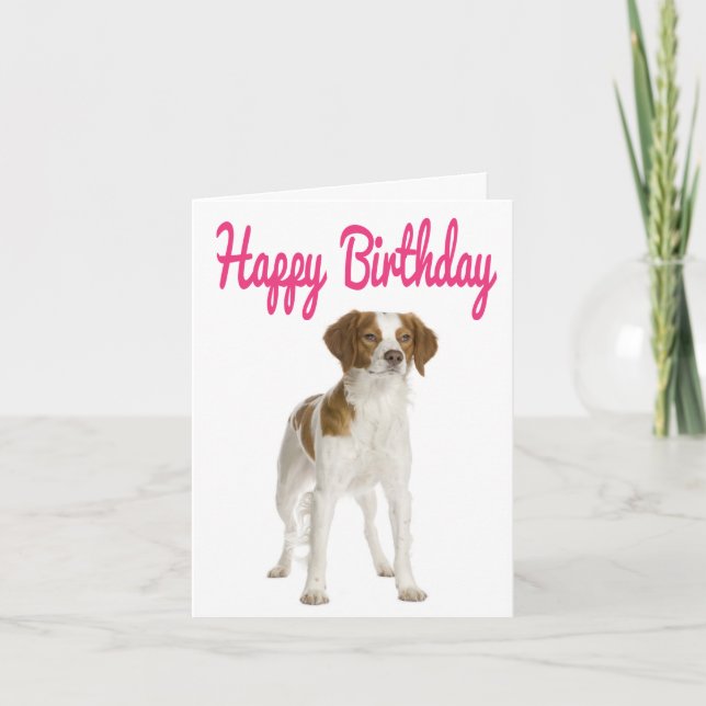 Tarjeta Feliz cumpleaños, Brittany Spaniel Puppy Dog Card (Anverso)