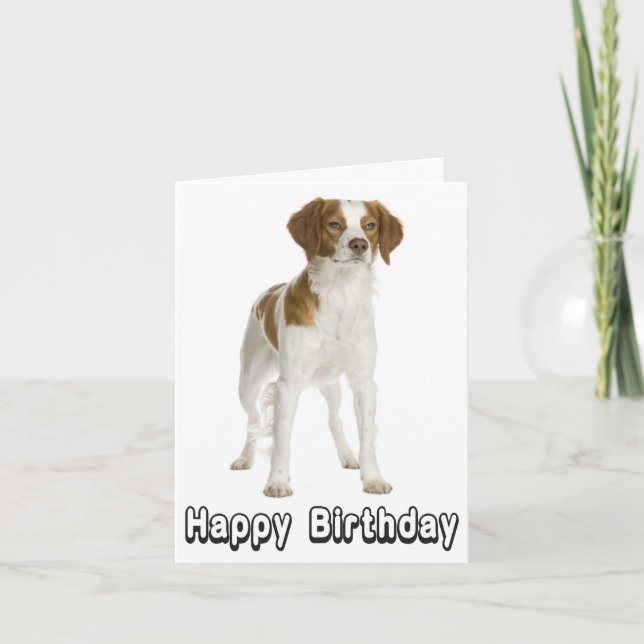 Tarjeta Feliz cumpleaños, Brittany Spaniel Puppy Dog Card (Anverso)