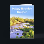 Tarjeta Feliz cumpleaños Brother Shoal Creek Missouri Card<br><div class="desc">Esta es la tarjeta de cumpleaños perfecta para ese tipo especial que ama la naturaleza o la pesca. Esta tarjeta fue diseñada a partir de una fotografía que tomé de Shoal Creek en Wildcat Park en SW Joplin, Missouri. La tarjeta tiene un saludo interno, que usted puede cambiar a su...</div>