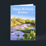 Tarjeta Feliz cumpleaños Brother Shoal Creek Missouri Card<br><div class="desc">Esta es la tarjeta de cumpleaños perfecta para ese tipo especial que ama la naturaleza o la pesca. Esta tarjeta fue diseñada a partir de una fotografía que tomé de Shoal Creek en Wildcat Park en SW Joplin, Missouri. La tarjeta tiene un saludo interno, que usted puede cambiar a su...</div>