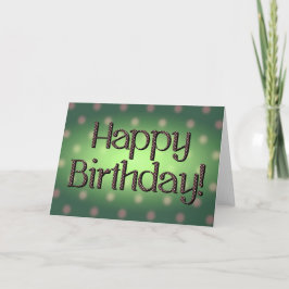 Tarjeta Feliz cumpleaños Brown Polka Dot Textos Verde Bkgr