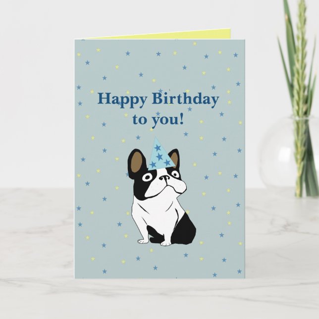 Tarjeta Feliz cumpleaños Bulldog Francés (Anverso)