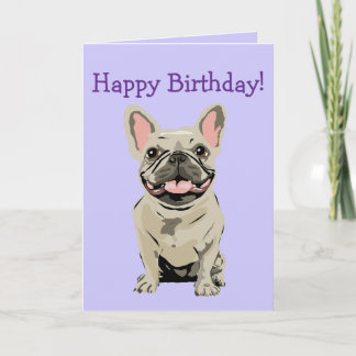 Tarjeta Feliz cumpleaños -Bulldog Francés Crema