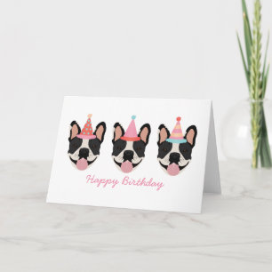 Tarjeta Feliz cumpleaños Bulldog francés Fiestas Gorras ro