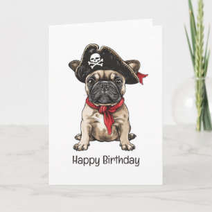 Tarjeta Feliz cumpleaños, Bulldog francés pirata