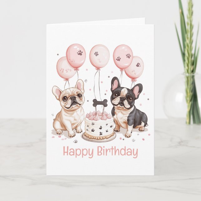 Tarjeta Feliz cumpleaños Bulldoges franceses cumpleaños Pa (Anverso)