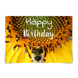Tarjeta "Feliz cumpleaños" Bumblebee Sunflower Card