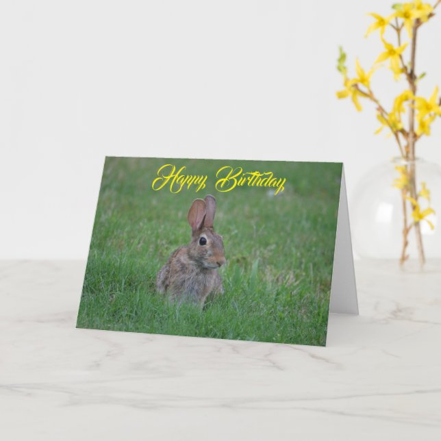 Tarjeta Feliz cumpleaños Bunny Card (flor amarilla)
