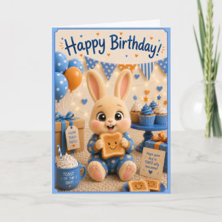 Tarjeta Feliz Cumpleaños Bunny con Toast de los Baby Bun B