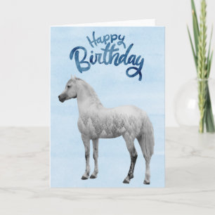 Tarjeta Feliz Cumpleaños Caballo Blanco Nevado 