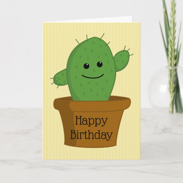 Tarjeta Feliz Cumpleaños Cactus (Anverso)