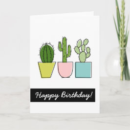 Tarjeta ¡Feliz cumpleaños! cactus del | en potes