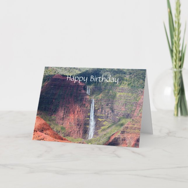 Tarjeta Feliz cumpleaños, caídas de Waipoo, barranco de (Anverso)
