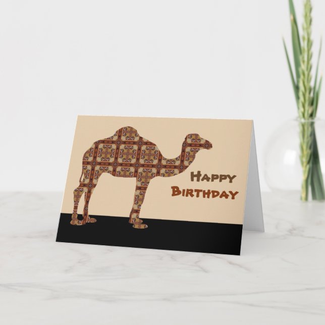 Tarjeta Feliz cumpleaños, camello (Anverso)