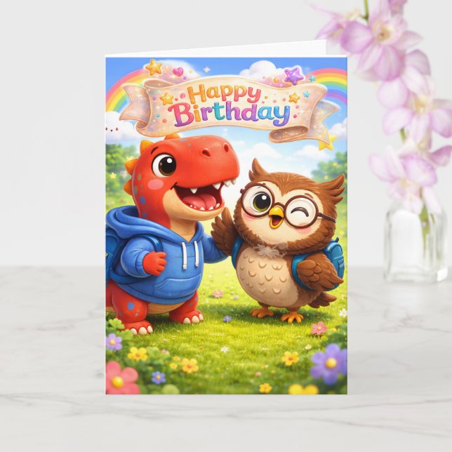 Tarjeta Feliz cumpleaños, caprichoso saludo doblado (Orquídea)