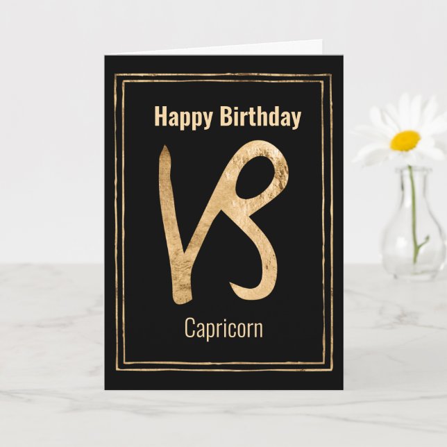 Tarjeta Feliz cumpleaños Capricorn Oro de astrología zodia (Planta pequeña)