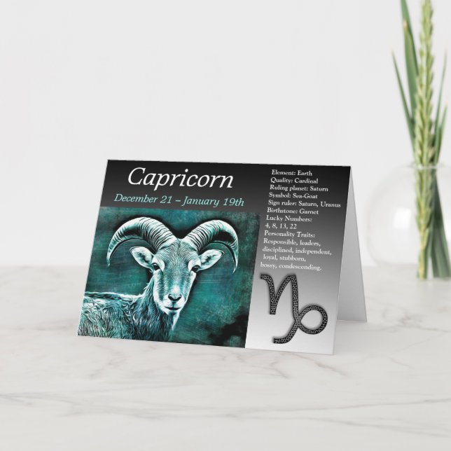 Tarjeta Feliz cumpleaños Capricornio Horoscope Zodiac (Anverso)
