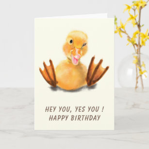 Tarjeta Feliz Cumpleaños Card Gracioso Pato Amarillo Vient