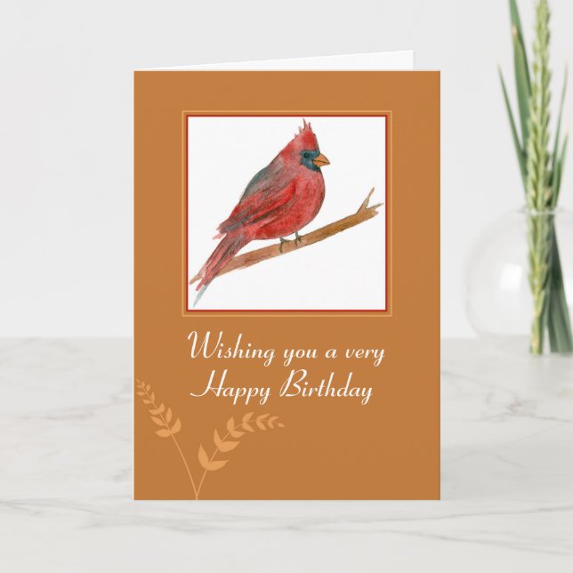 Tarjeta Feliz cumpleaños Cardenal Rojo Cardenal Bird Water (Anverso)