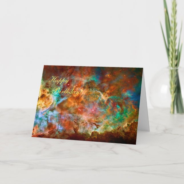 Tarjeta Feliz cumpleaños - Carina Nebula en Argo Navis (Anverso)