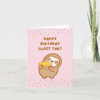 Tarjeta Feliz cumpleaños, cariño Egg Tart Sloth