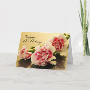 Tarjeta Feliz cumpleaños Carnations Floral rosa