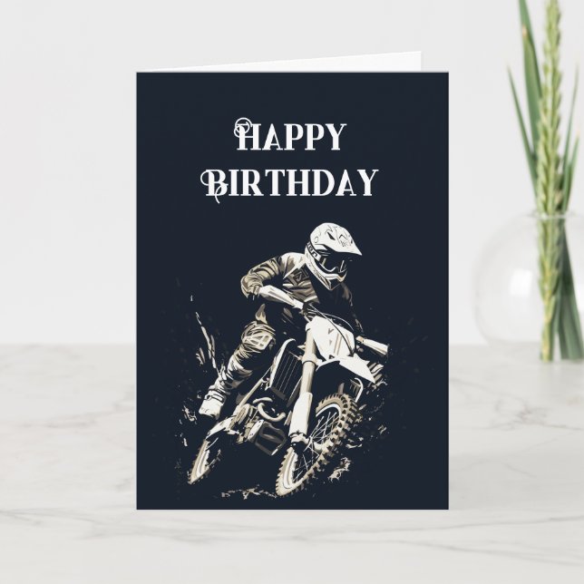 Tarjeta Feliz cumpleaños Carreras Motocross (Anverso)