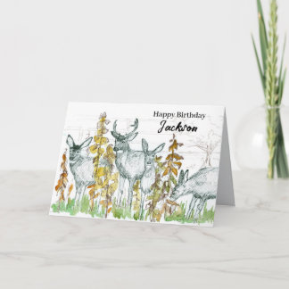Tarjeta Feliz Cumpleaños Cazando Ciervos en su Habitat