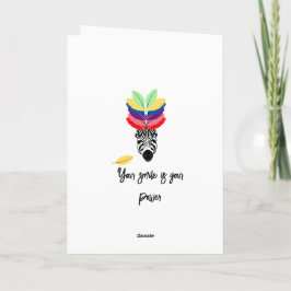 Tarjeta feliz cumpleaños cebra coloridas plumas