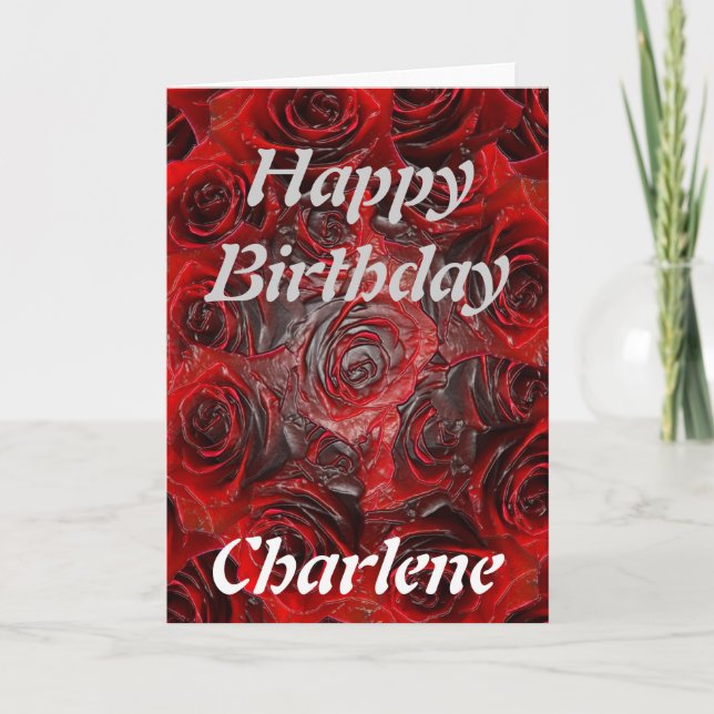 Tarjeta Feliz cumpleaños Charlene - Rosa quemado (Anverso)