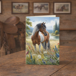 Tarjeta Feliz Cumpleaños Chica Amante de los Caballos
