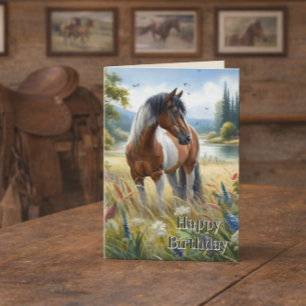 Tarjeta Feliz Cumpleaños Chica Amante de los Caballos