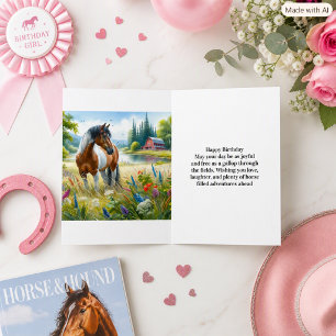 Tarjeta Feliz Cumpleaños Chica Amante de los Caballos