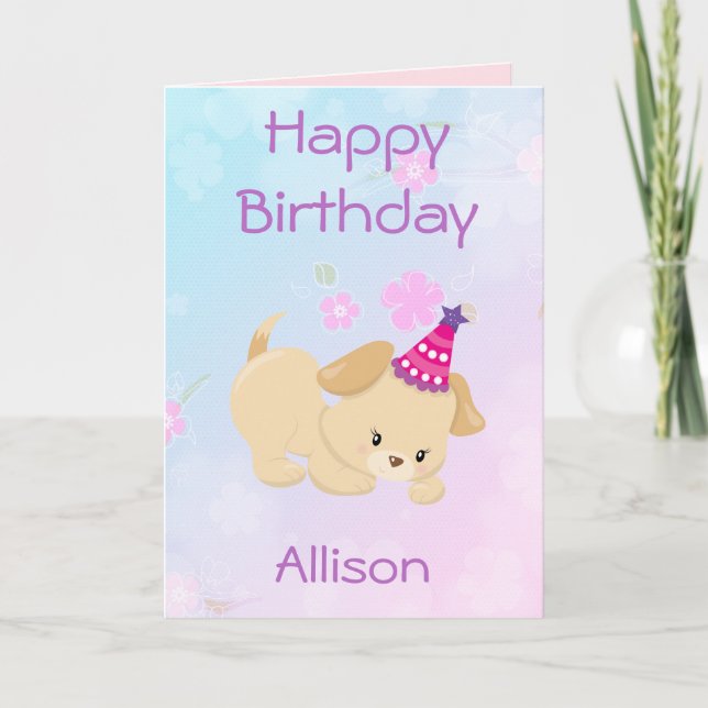 Tarjeta Feliz cumpleaños Chica Bonito (Anverso)