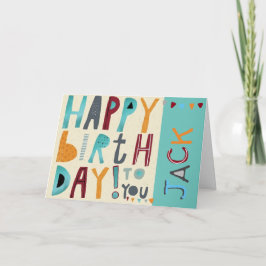 Tarjeta Feliz Cumpleaños - Chica Funky Niño Azul Oscuro