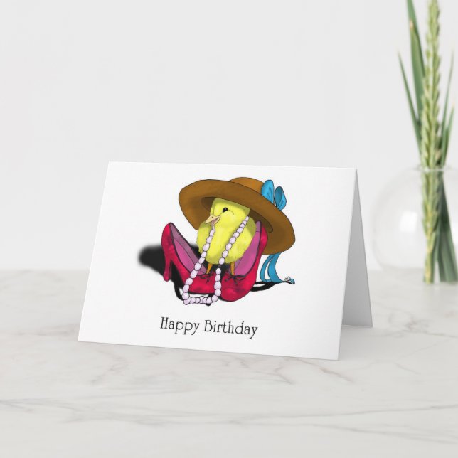 Tarjeta Feliz cumpleaños, chica linda, por April Robbins (Anverso)