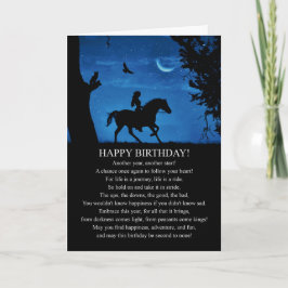 Tarjeta Feliz cumpleaños, Chica y caballo, disfrute del pa