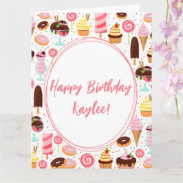 Tarjeta Feliz Cumpleaños Chicas Helado Dulce Cumpleaños