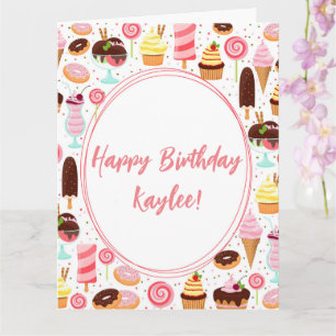 Tarjeta Feliz Cumpleaños Chicas Helado Dulce Cumpleaños