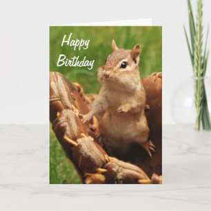Tarjeta Feliz cumpleaños Chipmunk jugando al béisbol