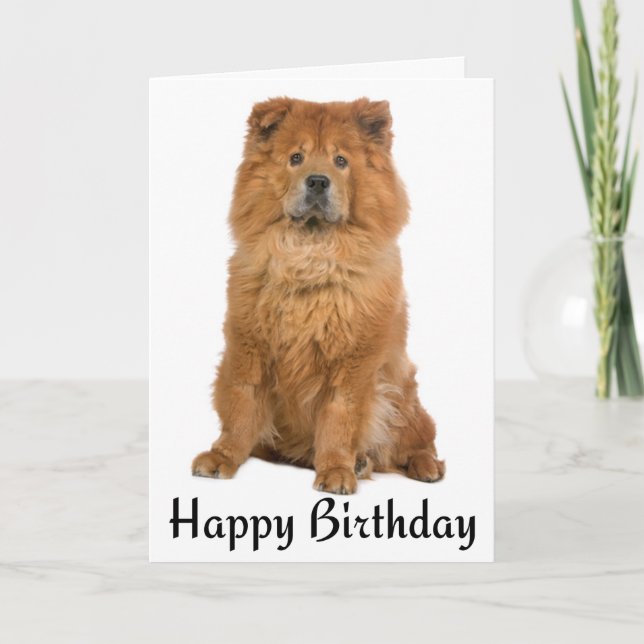 Tarjeta Feliz cumpleaños Chow Chow Puppy Dog (Anverso)