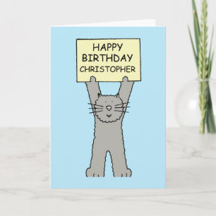 Tarjeta Feliz cumpleaños Christopher Personalizado Cat