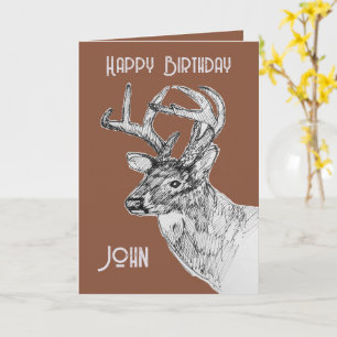 Tarjeta Feliz Cumpleaños Ciervo Dibujo de Vida Silvestre