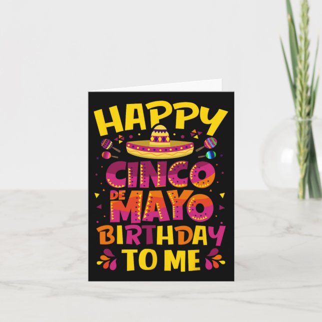 Tarjeta Feliz Cumpleaños Cinco De Mayo Para Mí Sombrero Me (Anverso)