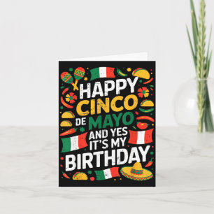 Tarjeta Feliz cumpleaños cinco de mayo tacos niños hombres